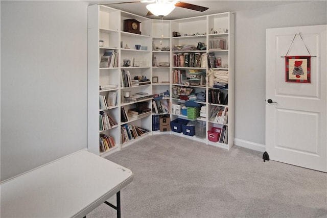 518 High Dr, Opelika, AL 36804 - living area featuring carpet flooring, a ceiling fan, and baseboards