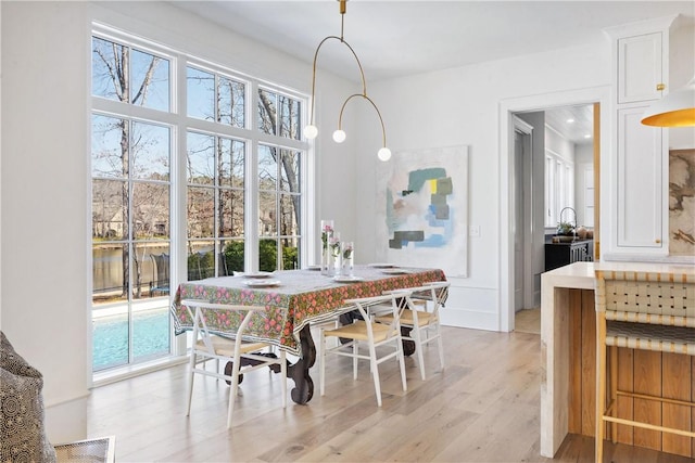 dining room featuring light wood-style floors and visible vents