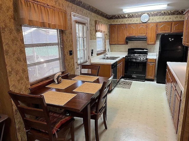 kitchen featuring sink and black appliances