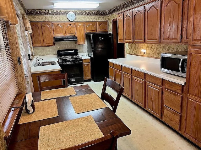 kitchen featuring sink and black appliances