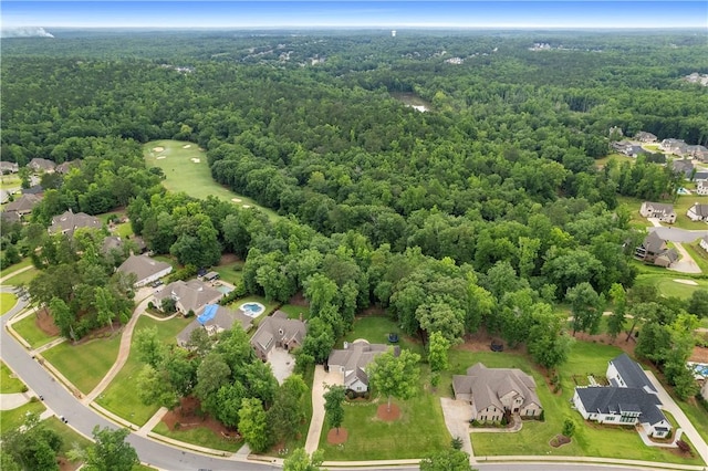 bird's eye view featuring a residential view and a view of trees