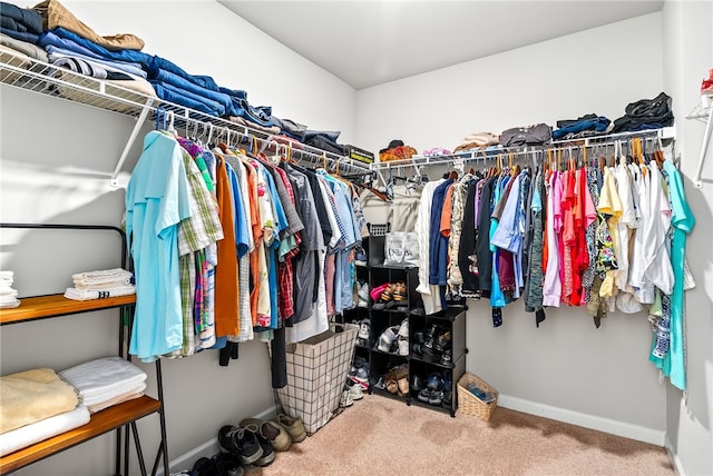 spacious closet with carpet