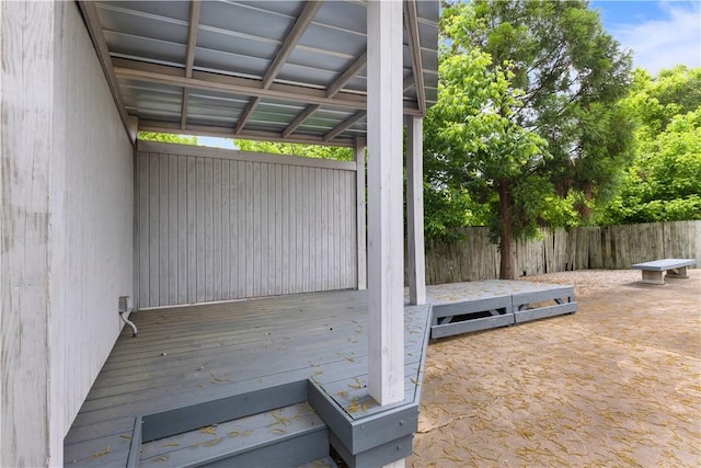 deck featuring fence