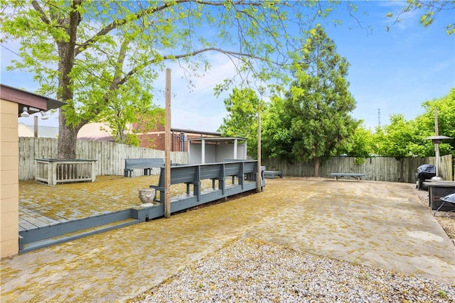 view of yard featuring a fenced backyard and a patio