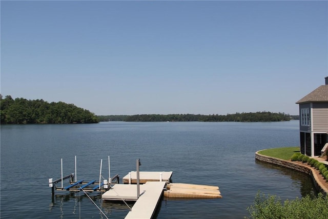 view of dock featuring a water view