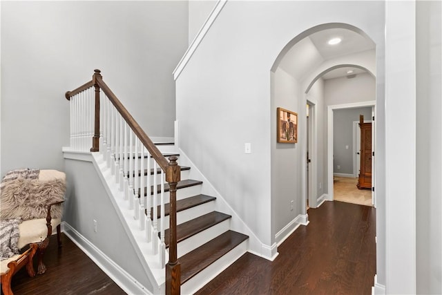 2409 Meadow Cove Rd, Auburn, AL 36832 - stairway with arched walkways and wood finished floors