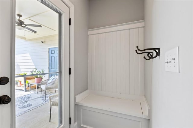 2409 Meadow Cove Rd, Auburn, AL 36832 - mudroom featuring a ceiling fan