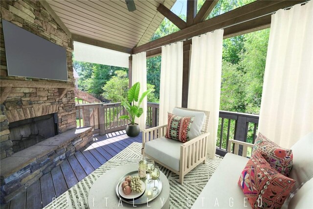2228 Morgan Dr, Auburn, AL 36830 - unfurnished room with dark carpet, a ceiling fan, vaulted ceiling, and baseboards