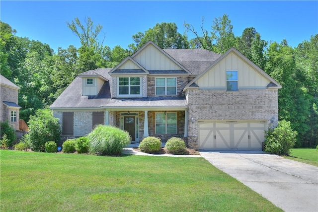 2228 Morgan Dr, Auburn, AL 36830 - craftsman inspired home with driveway, a front lawn, board and batten siding, brick siding, and an attached garage