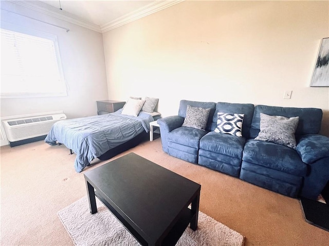 430 W Glenn Ave Unit 420, Auburn, AL 36832 - bedroom with carpet flooring, crown molding, and a wall mounted AC