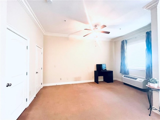 430 W Glenn Ave Unit 420, Auburn, AL 36832 - unfurnished bedroom featuring carpet floors, crown molding, baseboards, and ceiling fan