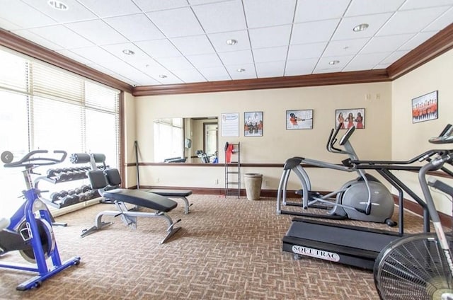 430 W Glenn Ave Unit 420, Auburn, AL 36832 - gym featuring ornamental molding and carpet flooring