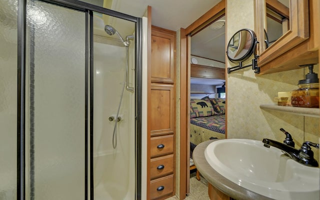 268 Getaway Holw, Hayesville, NC 28904 - bathroom featuring a sink and a stall shower