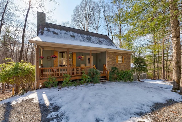 view of front of home featuring covered porch