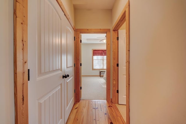 hall featuring light wood-type flooring