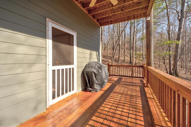 deck featuring grilling area