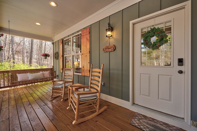 wooden deck with covered porch