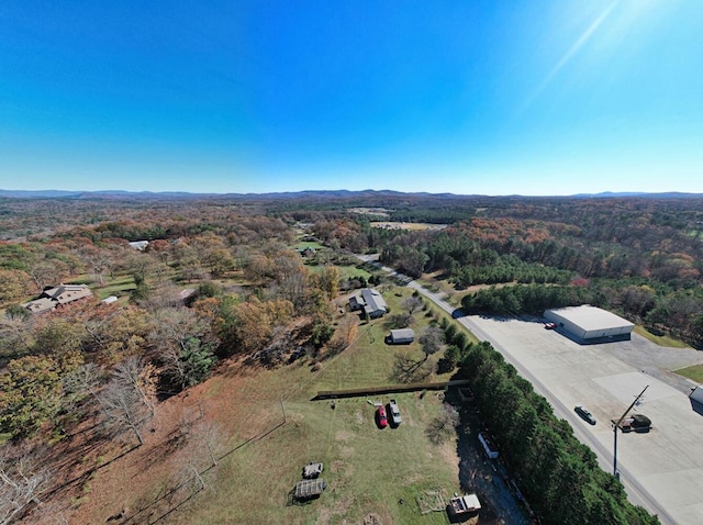 birds eye view of property featuring a forest view