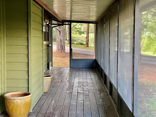 view of unfurnished sunroom