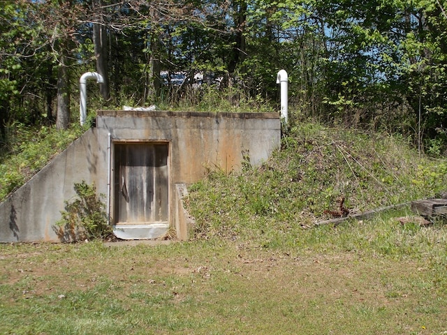 view of storm shelter