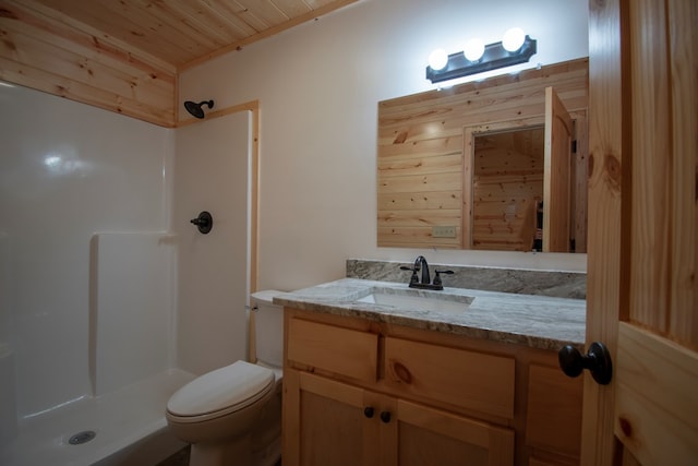 155 Stone Crest Ln, Murphy, NC 28906 - bathroom featuring vanity, a shower, and wooden ceiling