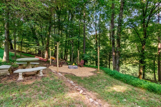 165 Timberwalk Dr, Ellijay, GA 30540 - view of yard with an outdoor fire pit