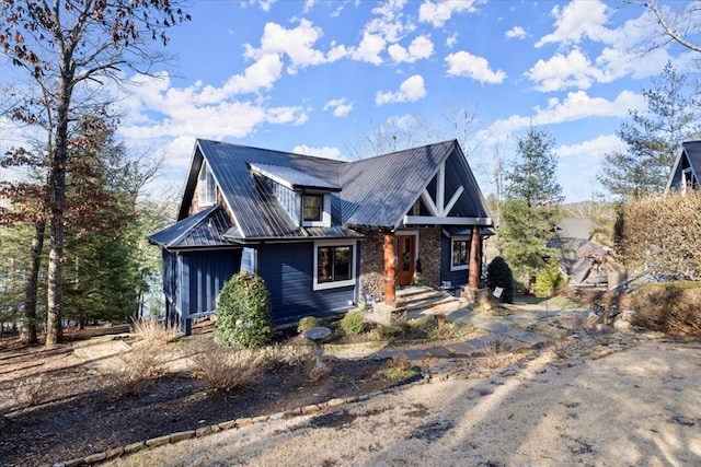 view of front of home with metal roof