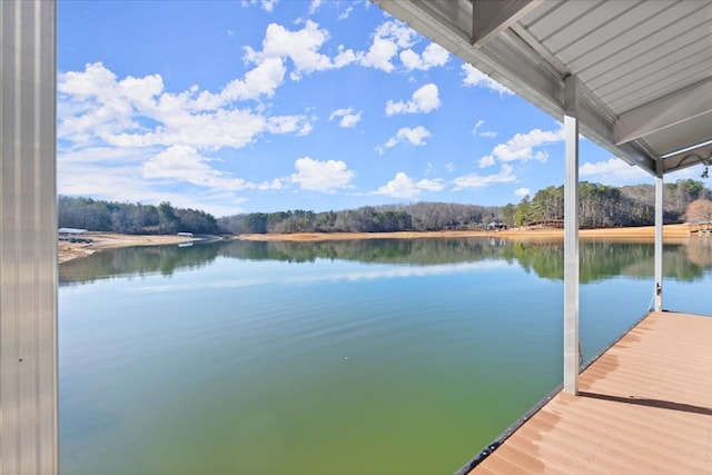 dock area featuring a water view