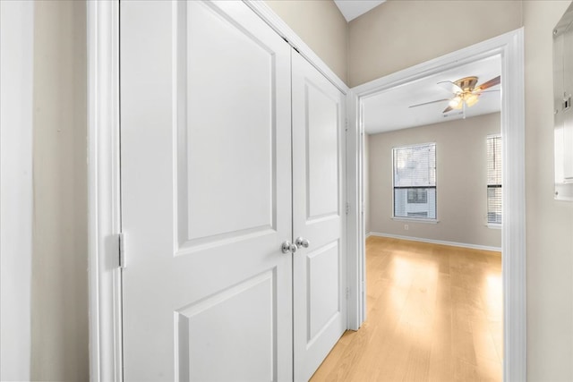 hall featuring light wood-type flooring