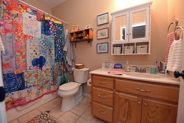 bathroom featuring tile patterned flooring, vanity, and toilet