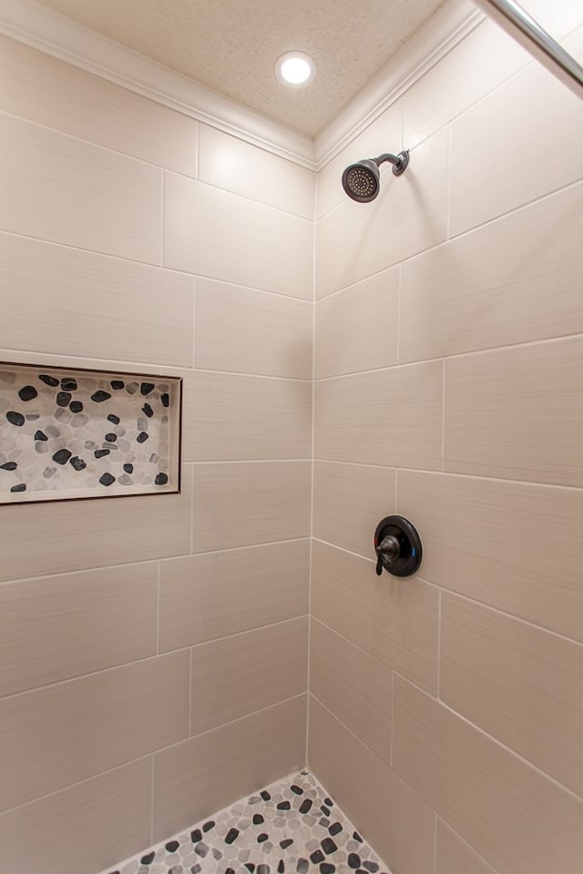 68 Phillips Crk, Andrews, NC 28901 - bathroom with tiled shower, recessed lighting, and crown molding