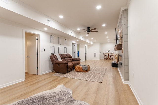 68 Phillips Crk, Andrews, NC 28901 - living area with ceiling fan, recessed lighting, light wood-style floors, and baseboards