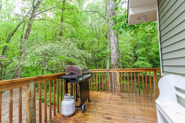 68 Phillips Crk, Andrews, NC 28901 - wooden deck with a view of trees and grilling area