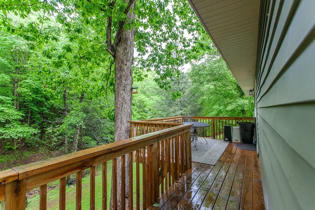 68 Phillips Crk, Andrews, NC 28901 - wooden terrace with a wooded view