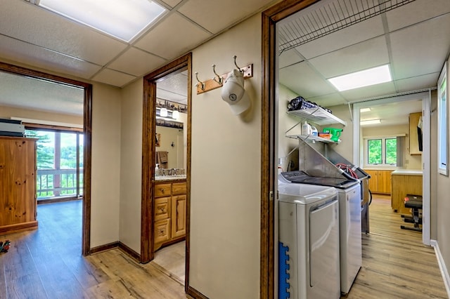 623 Overlook Way, Sky Valley, GA 30537 - laundry area with laundry area, independent washer and dryer, light wood-style flooring, and baseboards