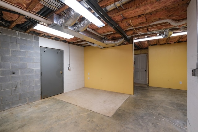 unfinished below grade area with concrete block wall