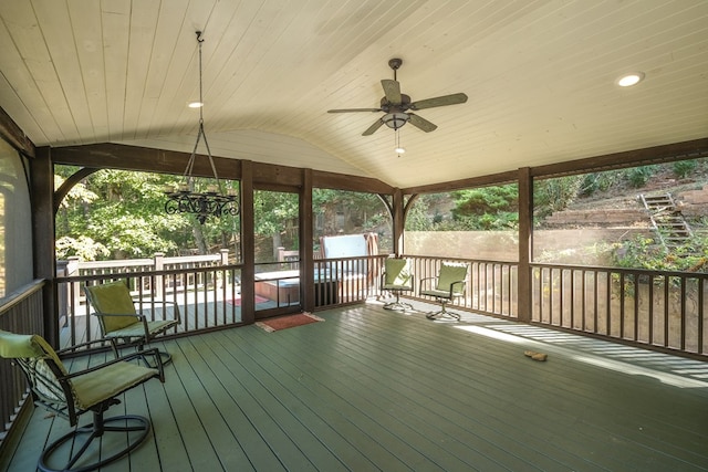 deck with a ceiling fan