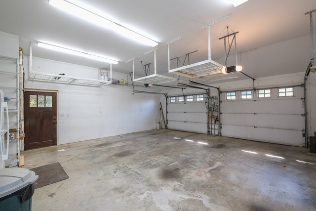 garage with a garage door opener
