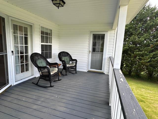 3273 Ivy Log Rd, Blairsville, GA 30512 - wooden deck with a lawn