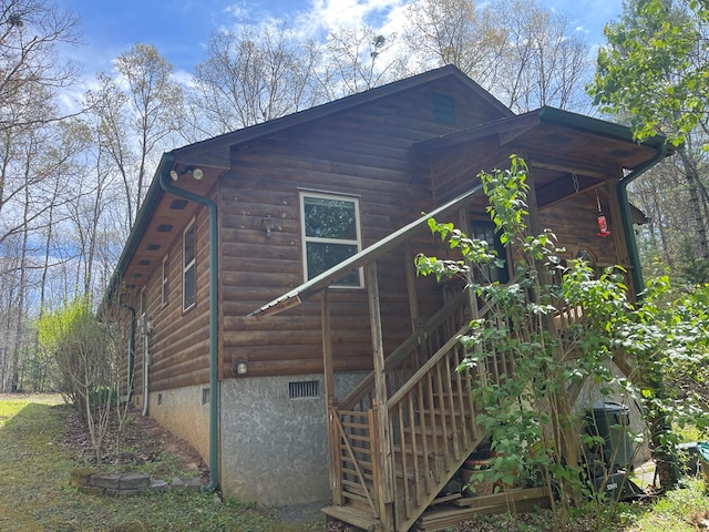 352 Partridge Ln, Murphy, NC 28906 - back of house with stairs and crawl space