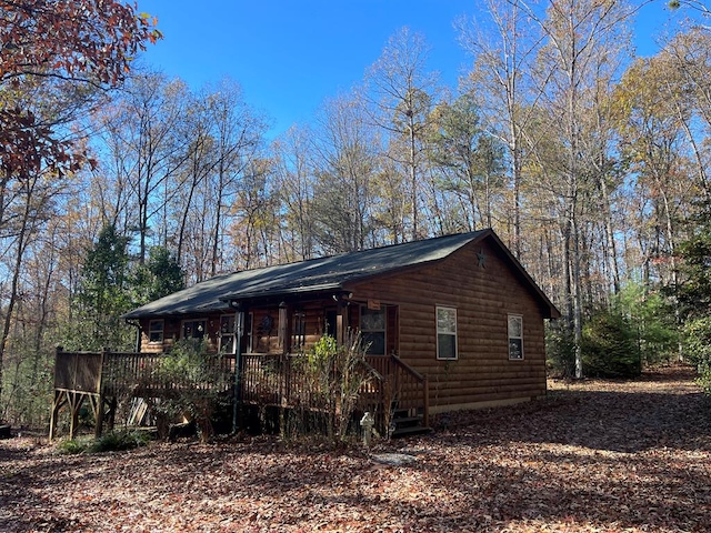 352 Partridge Ln, Murphy, NC 28906 - view of side of property with log veneer siding and a deck