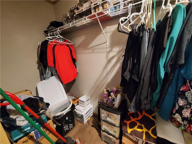 spacious closet featuring hardwood / wood-style floors