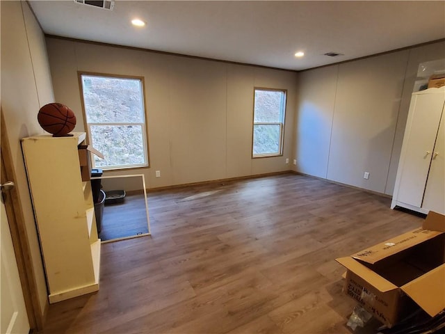 unfurnished room with light hardwood / wood-style floors and plenty of natural light