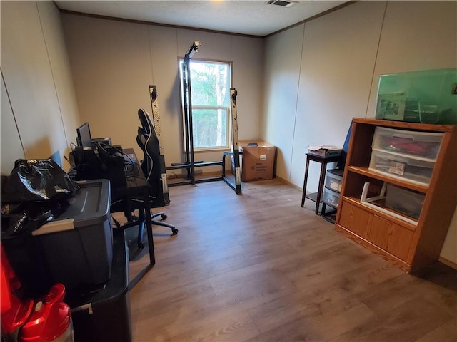 office space featuring wood-type flooring