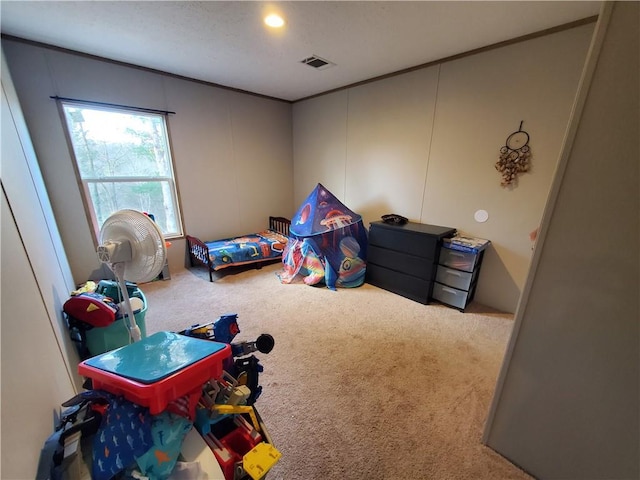 recreation room with carpet floors