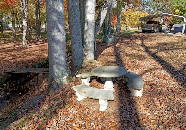 view of yard featuring a carport