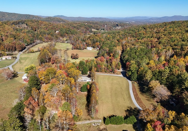 drone / aerial view with a mountain view