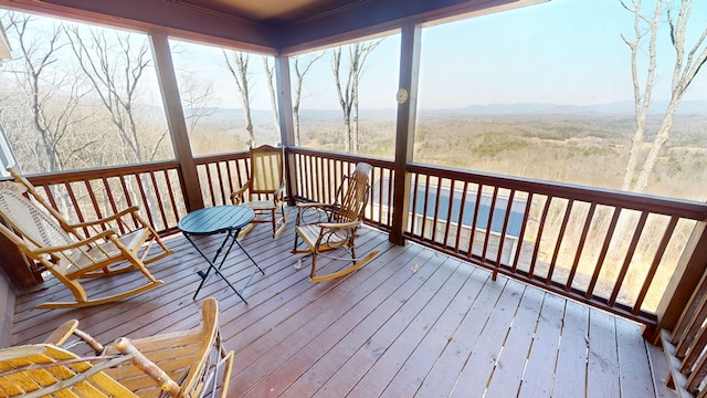 deck with a mountain view