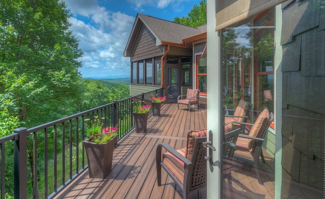 41 Elm Ct, Murphy, NC 28906 - wooden deck featuring a sunroom