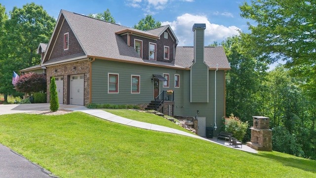 41 Elm Ct, Murphy, NC 28906 - craftsman-style home featuring a chimney, concrete driveway, a front yard, and roof with shingles